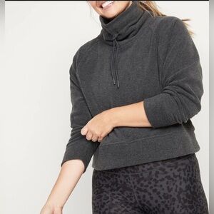 Old Navy Women’s Cropped Micro Fleece Funnel-Neck Sweatshirt Sz XXL Gray